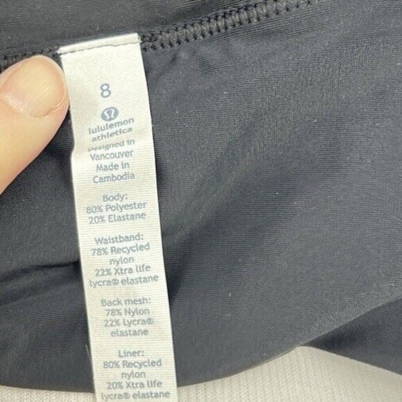 Lululemon Women's Lined Athletic Workout Shorts Size 8 Square Black Pink - Picture 6 of 6